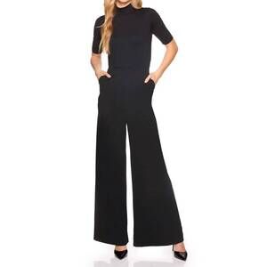 NEW SUSANA MONACO mock neck short sleeve jumpsuit in black